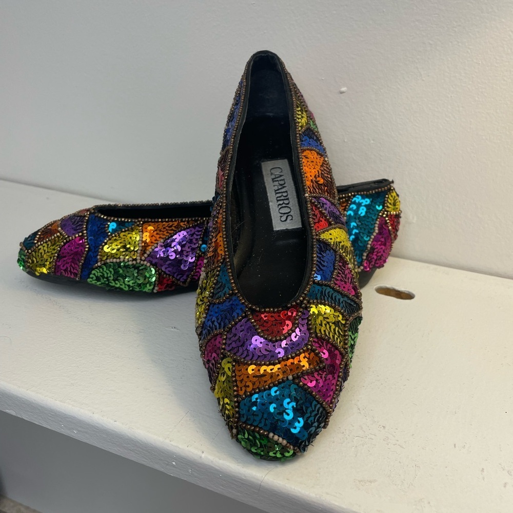 Caparros Beaded Sequined Colorblock Flats Size 6